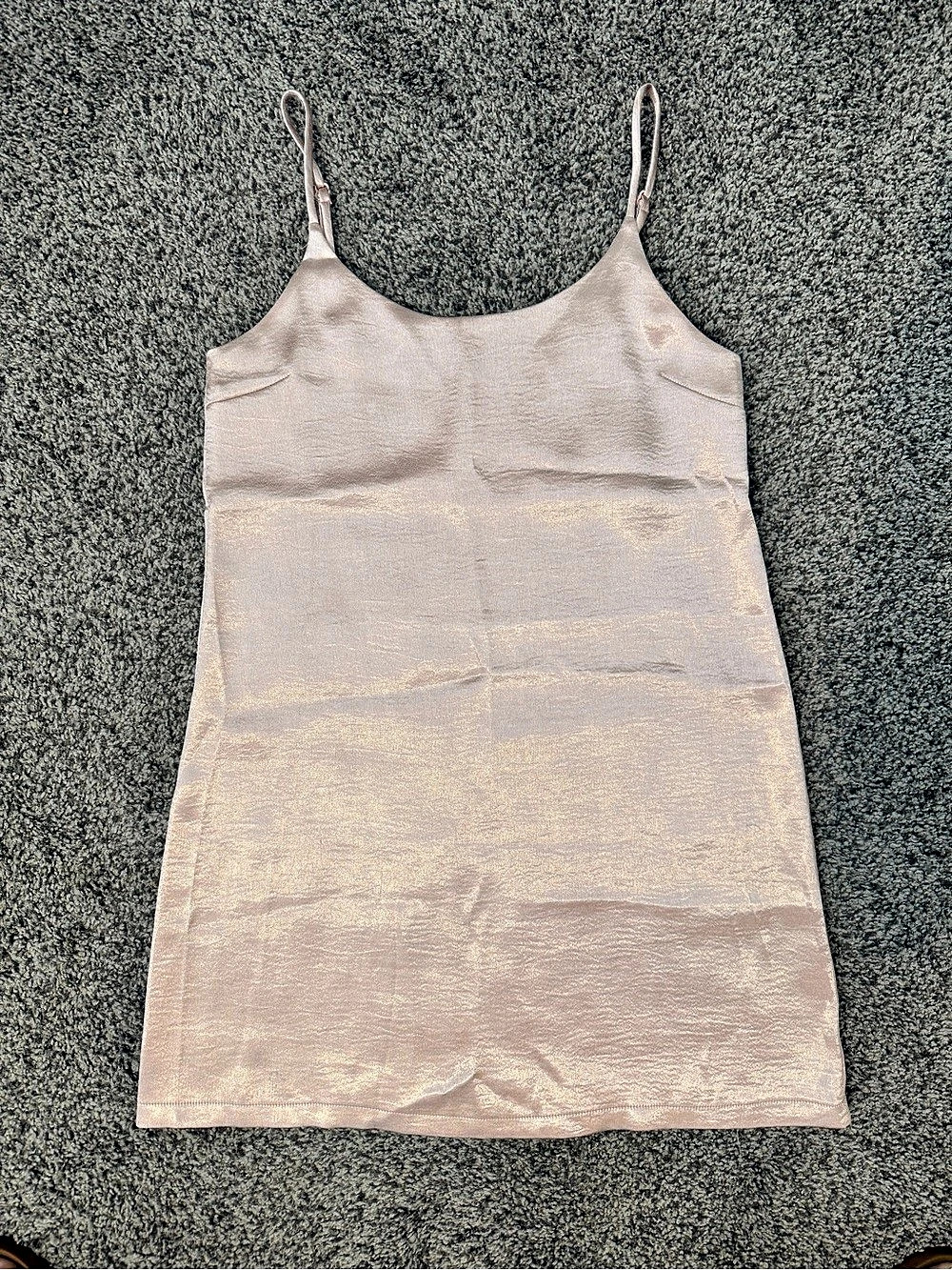 Urban Outfitters Mallory Metallic Asymmetrical Slip Dress Satin Mini Dress in